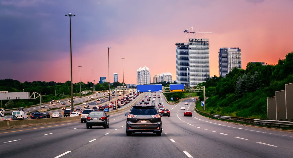 View of GPS tracked vehicle in transit