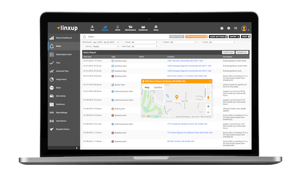 Geofence alerts on a laptop